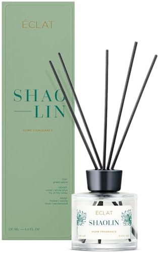 ÉCLAT Shaolin Duftstäbchen Raumduft - Duftöl Diffusor Sticks - grün-blumig-frischer Duft - Zimmer Parfum mit Veilchen, Holz und weißem Lotus - langanhaltender Raumerfrischer - 130 ml