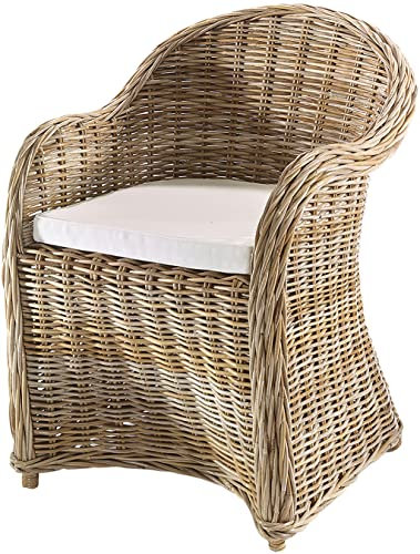 Kobolo Rattansessel Boston New aus Rattan - kubu Grey - mit Sitzkissen