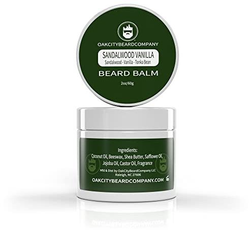 OakCityBeardCo. - Sandalwood Vanilla - 2 Ounce - Beard Balm - Beard Conditioner - Sandalwood - Vanilla