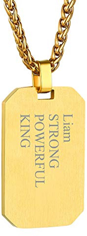 GoldChic Collier Homme Plaque Militaire Personnalisé Gravé Pendentif Identité Personnalisable Médaillon Homme Chaine Prénom Spiga 55cm Inoxydable Dog Tag Or Bijoux Valentin Fête Mères Pères