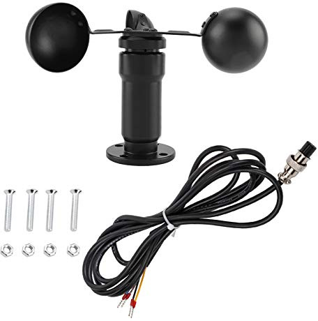 TOPINCN Windsensor, Windgeschwindigkeitsdetektor 4-20mA Impulssignalausgang Aluminiumlegierung 360-Grad-Windgeschwindigkeitssensor Anemometer Wettermesser-Kit