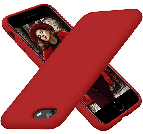 Cordking Designed for iPhone SE 2022/2020 7 8 Case, 4.7, Red | Silicone Ultra Slim Shockproof Phone Case with [Soft Microfiber Lining]