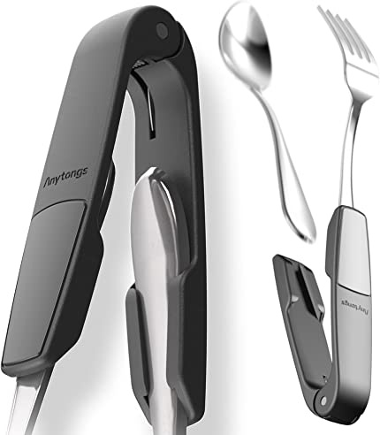 Anytongs - As seen on SHARK TANK - Turn eating utensils into versatile tongs (1-Pack, Black)