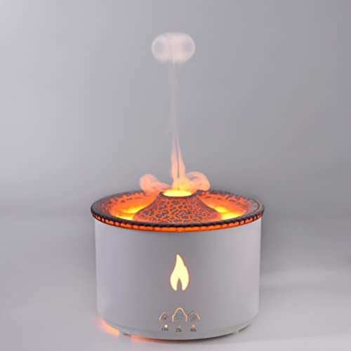Volcano Humidifier, Jellyfish Mist Flame Diffuser for Bedroom Home and Office, Pulsating/Continuous Modes, 360ml