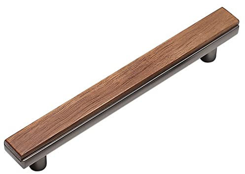 Holz Schrankgriffe Nussbaum Schubladengriffe Moderne Küchenschrankgriffe Möbelknöpfe Türgriffe Küchengriffe für Sideboards,Schranktüren,mit Schrauben (Hole distance:160mm)