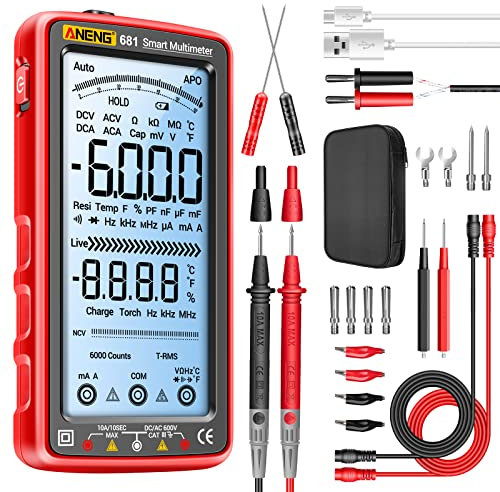 ANENG 681 Multimeter Digital Tester Smart Wiederaufladbarer Ohm Voltmeter Auto Ranging TRMS 6000 Counts mit NCV,Gleich/Wechsel strom,AC/DC Spannung,Widerstand,Dioden,Durchgangsprüfung,Kapazität