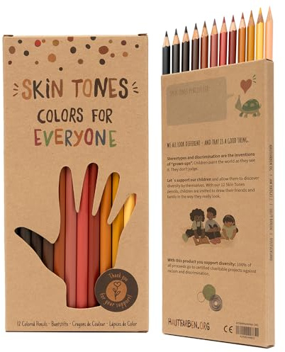Hautfarben Skin Tone Pencils for Children, Sustainability Award 2025, Set of 12 Pencils, Colors for Everyone, 12 Realistic Shades, Eco-Friendly Materials, Gift for Kids, Age 3+