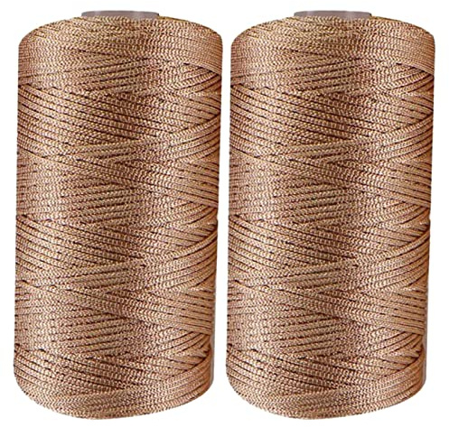 PW TOOLS Makramee-Schnur, 2 Stück 200 g Sommer-Sonnenhut-Garn zum Häkeln, Nylon-Häkelgarn, dünnes EIS-Baumwollgarn, Sommer-Häkelgarn, zum Handstricken von Taschen-Hut-Schuhen