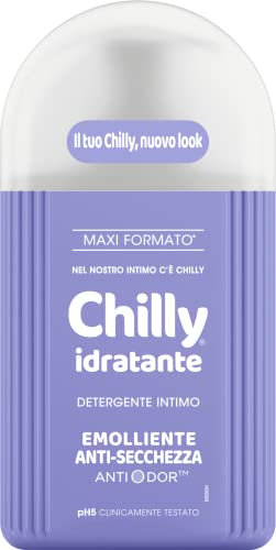 Chilly, Detergente Intimo Idratante, Emolliente contro la secchezza intima, con Anti-Odor, Per L'Igiene Intima, Arricchito con glicerina dalle proprietà emollienti, pH 5, Clinicamente Testato - 300 ml