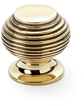AB Hardware 30mm Aged Solid Brass Heavy Beehive Cupboard Door Knobs Handles Drawer Knob