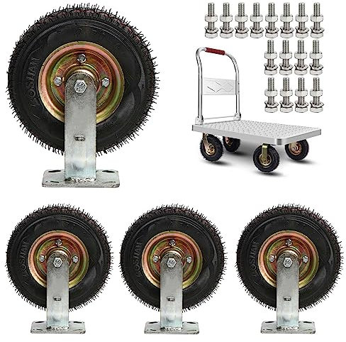 WORDFUN 4 Stück Lenkrollen Für Möbel, Schwerlastrollen, Gummi Transportrollen, Geräuschlose Trolley-Räder, Doppellager, Verdicken, Elastisches Rad, Industrierollen, Mit Schrauben, Luftreifen