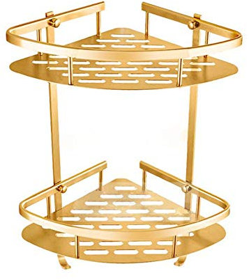 Shower Caddy,Shower Caddy Basket Shelf, Bathroom Gold Shelf Shower Caddy Space Aluminum Wall Mounted Corner Basket Shampoo Storage Etagere Salle De Bain Murale Repisa