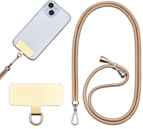 Collana/tracolla universale per cellulare, adesivi metallici, collana regolabile per tenere le mani libere, oro, Taglia unica