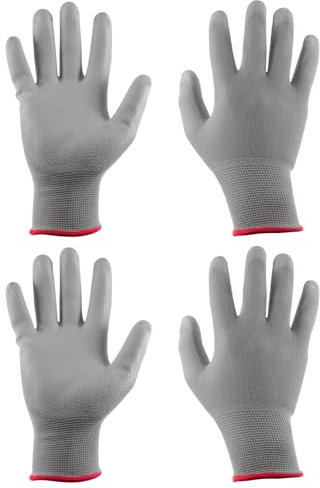 sourcing map 2 Pairs Non-slip Safety Work Gloves 22cm Rubber Coated Nylon Gloves for PC Computer Electronics Installation and Repair(Small), Grey Red