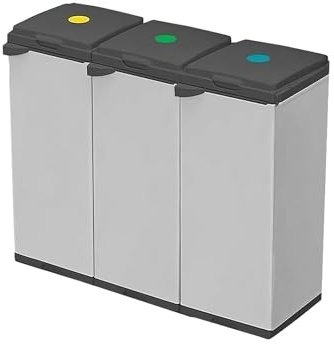 Avilia Mobiler Abfalleimer mit 3 Fächern für Mülltrennung – Müllsackhalter mit 80/110 l Fassungsvermögen