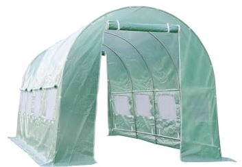 TGEHAP Housse de Rechange pour Serre Portable de 6,1 x 3 x 2,1 m, Grande bâche de Jardin Verte avec 2 Portes à Fermeture éclair et 6 fenêtres enroulables (Cadre Non Inclus) (6 x 3 x 2,1 m)