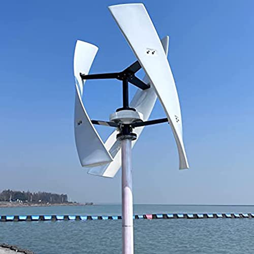 DDZJTPP Generador De Turbina Eólica De 3 Aspas De 6000w, Generador De Viento Vertical Maglev con Controlador 12v 24v 48v para El Hogar O Camping (Blanco, Sin Ruido),48V