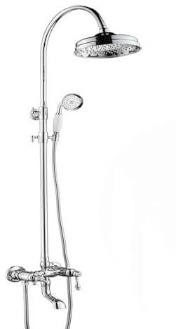 BiaoTeng Colonne de Douche Fixation Murale Réglable, Robinet Cascade Sortie d'eau 3 fonctions Monocommande Ensemble Robinet de Douche en Laiton, Chrome