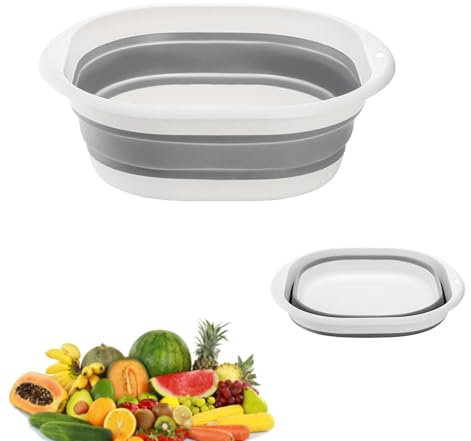 Toced Collapsible Washing Up Bowl, Portable Silicone Folding Hand Washing Basin, Multipurpose Outdoor Travel Basin, Camping Sink, Suitable for Baby and Children (3.5L)