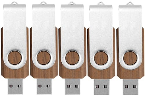 8GB USB Stick Holz 5 Stück TATMOHIK Wood Flash Speicherstick 8GB 5er Pack USB Flash Drive USB3.0 Metall-Schwenkclip Hölzern USB-Flash-Laufwerk Schnellen Geschwindigkeit Memory Stick（Walnußholz）