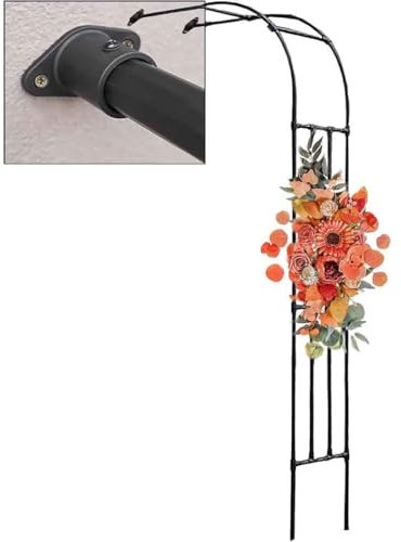 Metall-Gartenbogen mit Pflanzenstütze, für Kletterrosen, Reben, einfache Montage, Außenwand, Rankgitter, Torbogen, Schwarz/Weiß, 180 x 240 cm