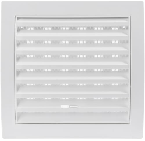 Vent Systems 150 x 150 mm / 6 x 6 Inch White Square Louvered Air Supply Vent Cover with Slider - Dryer, Air Conditioner Vent Cover, HVAC Exhaust Ventilation Grille for Bathroom, Home, Kitchen
