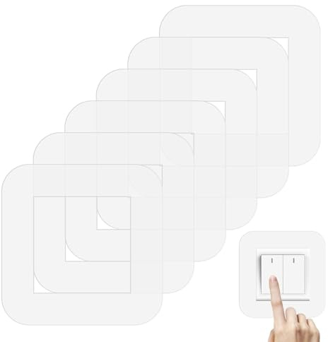6 Light Switch Finger Plate Surround,Square Clear Plastic,Light Switch Surround Finger Plate Transparent Clear Prevents Finger Marks Around Switch