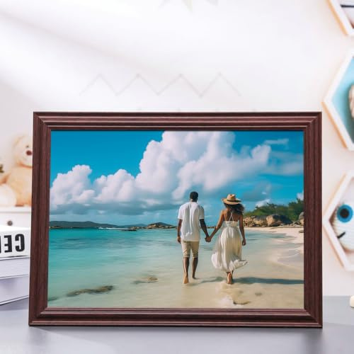 Grewod Fotorahmen 26x35, Walnuss, Bilderrahmen aus MDF, Rechteck, Holzrahmen Horizontal & Vertikal für Wand & Tisch