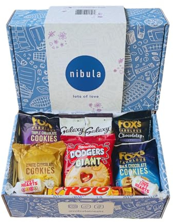 Luxury Lots of Love Biscuit and Sweet Treat Selection Hamper | Nibula Treats | Includes Biscuits, Rolos, Hot Chocolate and Love Hearts | Gift for Women and Men!