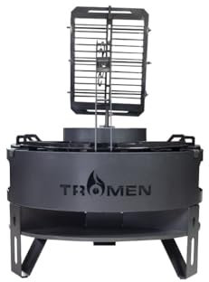 Tromen Parrilla Fogonero Duomo Ceibo a Leña | Diseño sólido con asador cruz y cuerno | Parrilla y plancha enlozadas para asados perfectos | Ideal para reuniones al aire libre | 80x95x80 cm