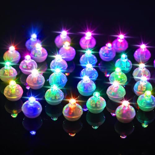 AUAUY 30pcs Mini LED Ballons Lumineux, Rond Lampes Lumineuses Fête Clignotant, Réutilisable et Étanches pour Anniversaire, Mariage, Fêtes, Halloween, Noël Décoration (Coloré)