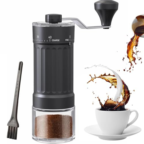 Moulin à café manuel portable avec 40 réglages réglables, capacité de 30 g, moulin à grains coniques compact pour expresso, verseuse, presse française, voyage, camping et utilisation au bureau