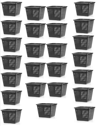 PondH2o 11cm (4) Square Water Garden Pond Aquatic Plastic Slotted Mesh Pond Plant Basket Trade Value 25 Pack, Planter Pots, Planting Baskets for Aquaponics, Hydroponics
