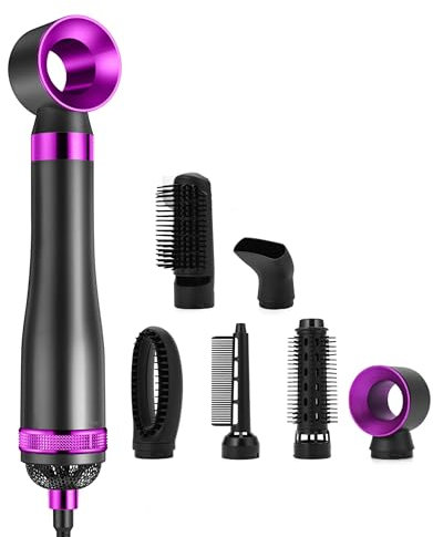 UUE 800W Airstyler Set, 6 in 1 Hairstyler, Hair styler mit Föhnbürste Warmluftbürste Haartrockner Lockenstab, Glättbürste, Geben Sie dem Haar Volumen, Glätten, Locken und Föhnen Sie Trockenes Haar