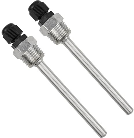 BEASAFY 2 Pièces Puits Thermométrique, Filetage G 1/2 Thermopocket, Manchons de Plongée en Acier Inoxydable 304, Tuyaux de Protection pour Sonde de Température (100mm)