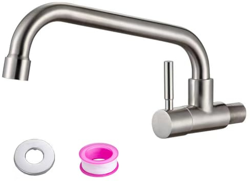 Instalación moderna en pared, grifo de agua fría giratorio, acero inoxidable, grifo de cocina, grifo de lavabo para bar