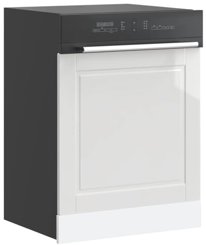 Qnhdfrt Porto - Panneau de lave-vaisselle - Blanc brillant - 60 x 1,5 x 67 cm - Armoire de cuisine avant pour lave-vaisselle intégré