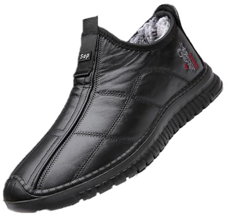 Scarpe invernali da uomo, antiscivolo, termiche, casual, comode, leggere, foderate in pelliccia, calde, per uso quotidiano, Nero , 45 EU