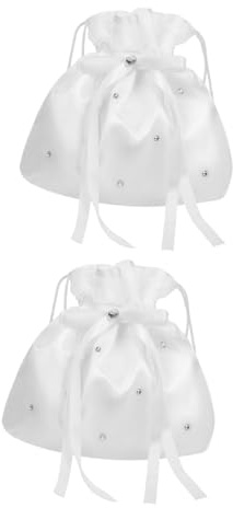 LOLIPPYY 2 pezzi Borsa da Sposa Elegante in Tessuto con Coulisse Pochette da Chic per Matrimonio Clutch Capiente e Raffinata per Abiti da Cerimonia Accessorio per Sposa
