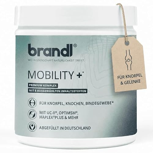 Kollagen Typ 2 – Mobility + All in One Kolagen Kapseln mit UC-II, MSM, Hyaluron, Vitamin C, Zink & Mangan – für Gelenke, Knorpel, Knochen und Bindegewebe – Collagen Peptide – 90 Gelenkkapseln brandl®