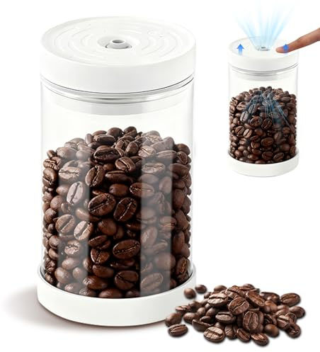 Robofun Kaffeedose Luftdicht, Vakuum Kaffeedose 1100ml, 2025 Automatische Kaffeebohnen Behälter Aus Glas Mit Auslassventil Vorratsdose Für Kaffeebohnen Tee Nüsse Cookies Kakaopulver Aufbewahrung