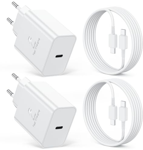Chargeur USB C 45W, 2-Pack Prise USBC Chargeur Rapide Samsung et 2M Câbles pour Samsung Galaxy S26 S25 Ultra S24 S23 S22 S21 FE A57 A56 A55 A54 A37 A36 A35 A25 A26 A17 A16, Secteur Type C Adaptateur