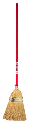 Red Gorilla Traditional Standard Corn Broom with Natural Straw Bristles Outdoor or Indoor Sweeping Brush for Yard Stable Garden Wooden Handle 1.5m (Red)
