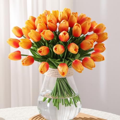 Veryhome Fleur Artificielle Tulipe Fausse Fleur Matériel De Latex Vrai Toucher De Mariage Chambre La Famille Hôtel Fête Intérieur Salle d'étude Bricolage Décoration
