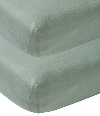 Meyco Spannbettlaken 2er Pack Kinderbett 60x120cm Jersey Stone Green | 100 % Baumwolle - Oeko Tex zertifiziert - Spannbetttuch - Rundum-Gummizug - atmungsaktiv & hautfreundlich