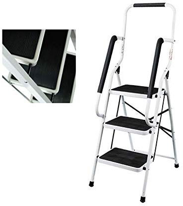 Escabeau à 3 marches avec main courante - Échelle pliante - Escabeau pliant - Escabeau domestique - Échelle pliable - Charge maximale : 150 kg