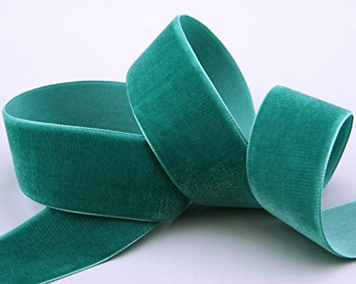 finemark 3 m x 36 mm Samtband Petrol (654) Dekoband Velour einseitig Samt festkantig Velvet Ribbon zum nähen dekorieren