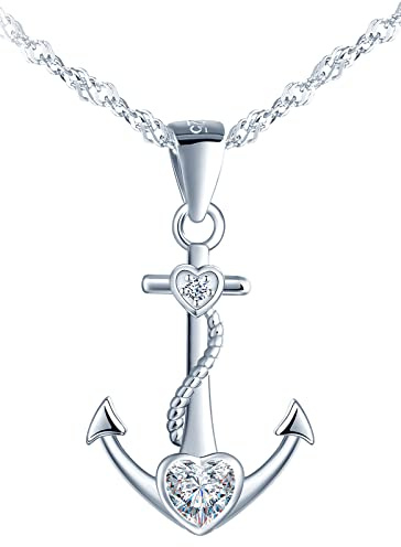 MicVivien Damer smyckeset 925 sterlingsilver ankare hänge med AAA hjärtform zirkon, ankare zirkonia örhängen/armband/halsband set för kvinnor flickor mamma flickvän, Sterlingsilver Zirconium Sterlingsilver, Kubisk zirkonia