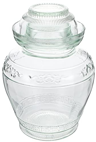 YARNOW Glass Fermentation Crock Large Capacity Pickle Jar with Water Seal Airlock Lid Clear Sauerkraut Crock for Pickling Sauerkraut, Kimchi, Paocai, (2.5L)