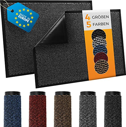 TIMELEOS Fußmatte Schmutzfangmatte mit äußerst starker Schmutz und Feuchtigkeitsaufnahme Eingangstürmatte wasserdicht waschbar strapazierfähiger Schmutzfänger Fußabstreifer (Anthrazit, 60 x 90 cm)